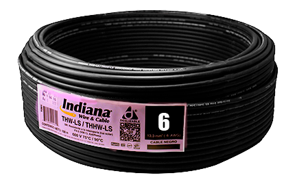 CABLE THW #6 90° 600V ROLLO 100MT INDIANA