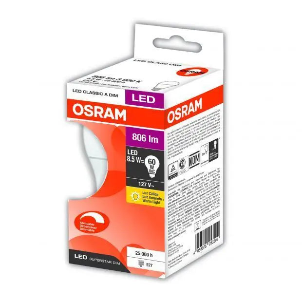 PACK DE 3 FOCOS LED CLA60 DIM 8.5W 3000K 127V E27