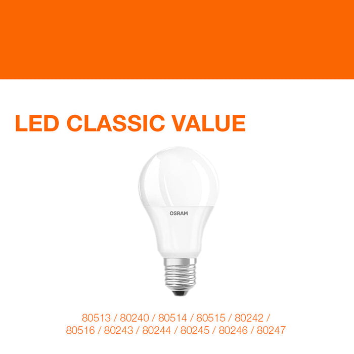 PACK DE 3 FOCOS LED VALUE A75 10W 127V LUZ CÁLIDA OSRAM