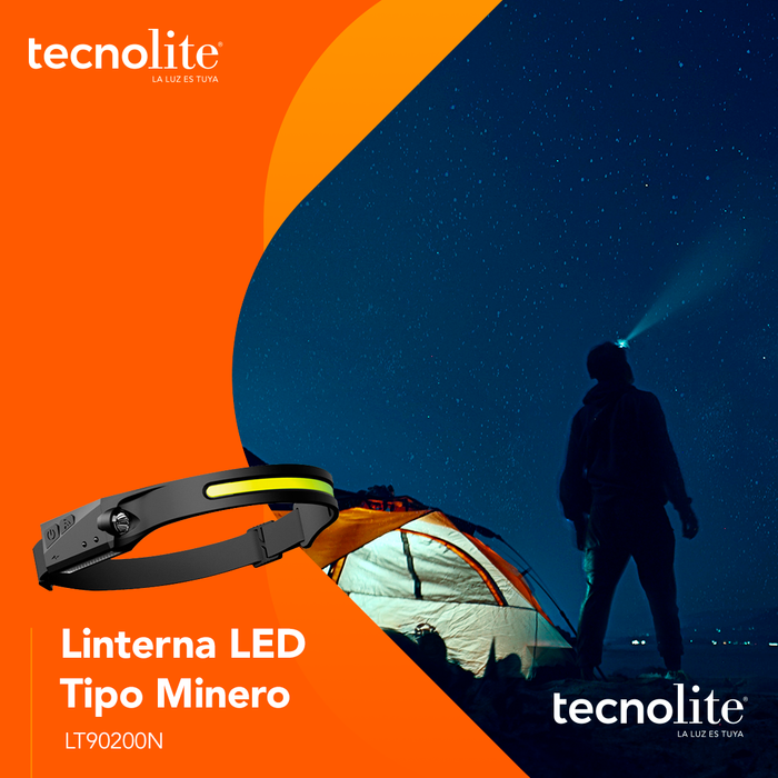 LINTERNA LED PORTATIL TIPO MINERO 3.7V 350LM 6500K TECNOLITE