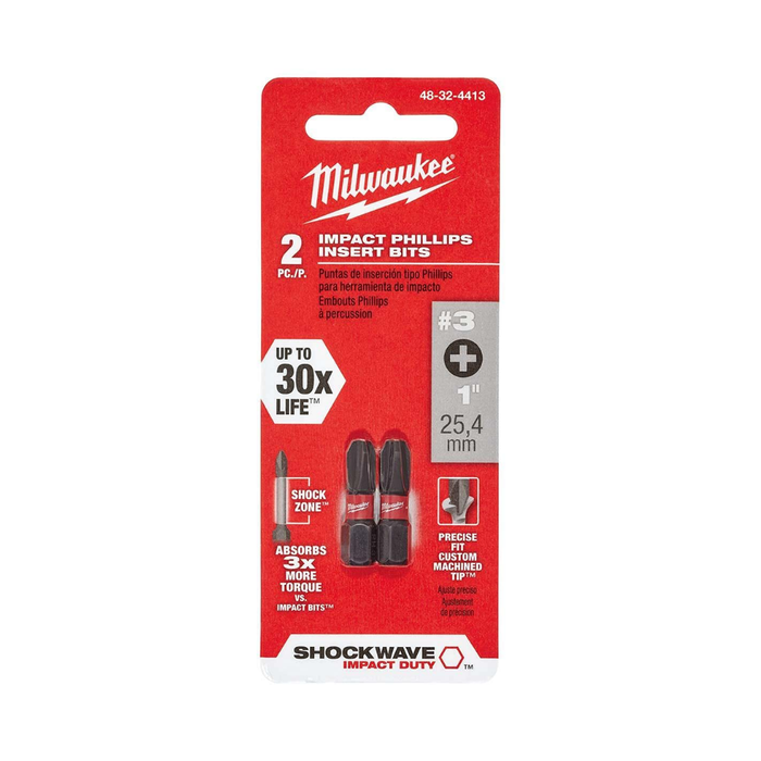 PACK DE 5 Brocas de inserción tipo Phillips n.° 3 para impacto SHOCKWAVE