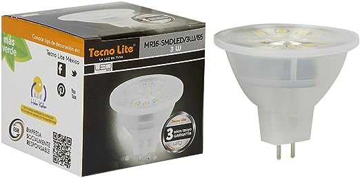 PACK DE 3 FOCOS MR16 LEDS 3 W LUZ CÁLIDA TECNOLITE