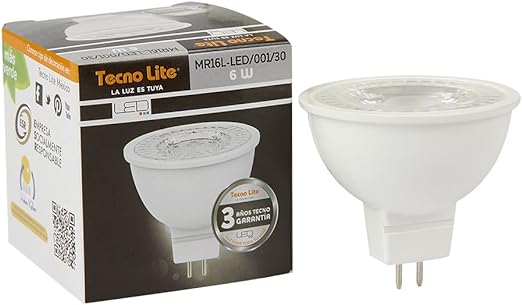 PACK DE 3 FOCOS LED MR16 6W 100-240V LUZ CÁLIDA TECNOLITE