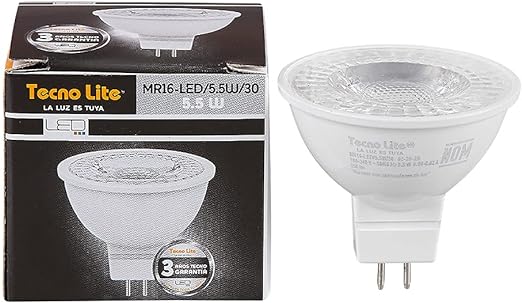 PACK DE 3 FOCOS MR16 LED 5.5W LUZ CÁLIDA TECNOLITE