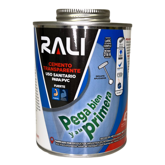 CEMENTO PARA PVC TRANSPARENTE DE 474ML. RALI