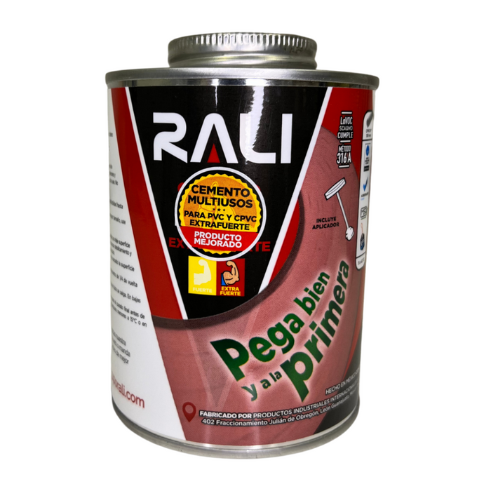 CEMENTO PARA PVC Y CPVC ROJO MULTIUSOS DE 474ML. RALI