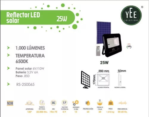 REFLECTOR 25W C/PANEL SOLAR 6500K YEE