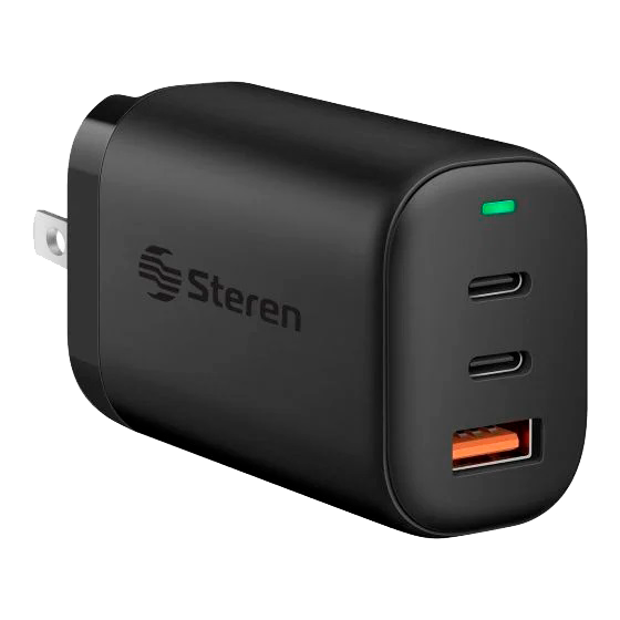 Cargador GaN USB Quick Charge y USB C Power Delivery 65 W