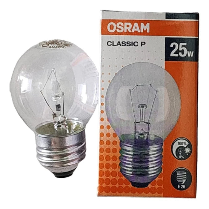 PACK DE 5 FOCOS ESFERA CLARO P45 25W 125V ENTRADA E26 OSRAM