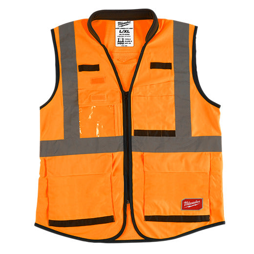 CHALECO PREMIUM DE SEGURIDAD ALTA VISIBILIDAD NARANJA TALLA L/XL MILWAUKEE