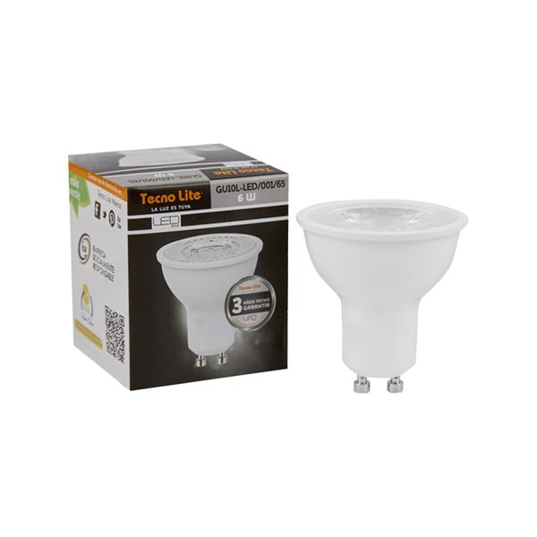 PACK DE 3 FOCOS GU10 LED 6W LUZ DE DÍA TECNOLITE