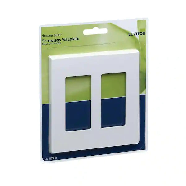 PLACA DE PARED SIN TORNILLOS 2 VENTANAS COLOR BLANCO DECORA LEVITON