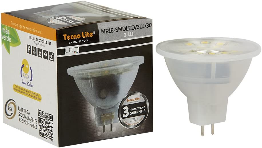 PACK DE 3 FOCOS MR16 LEDS 5.5 W LUZ DE DÍA TECNOLITE